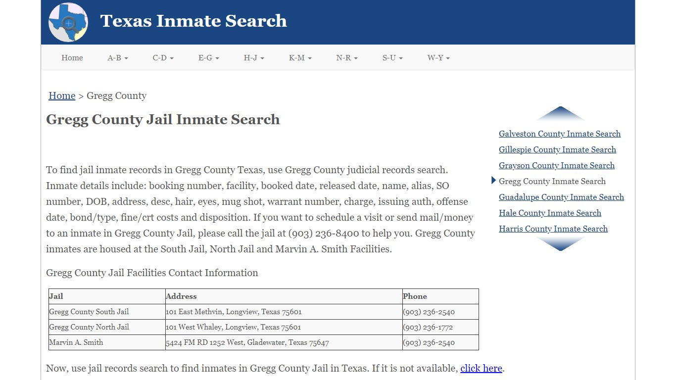 Gregg County Jail Inmate Search